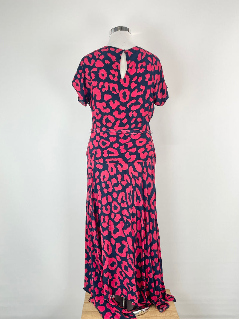 Husk Navy Blue & Red Poppy Patterned Maxi Dress - AU14