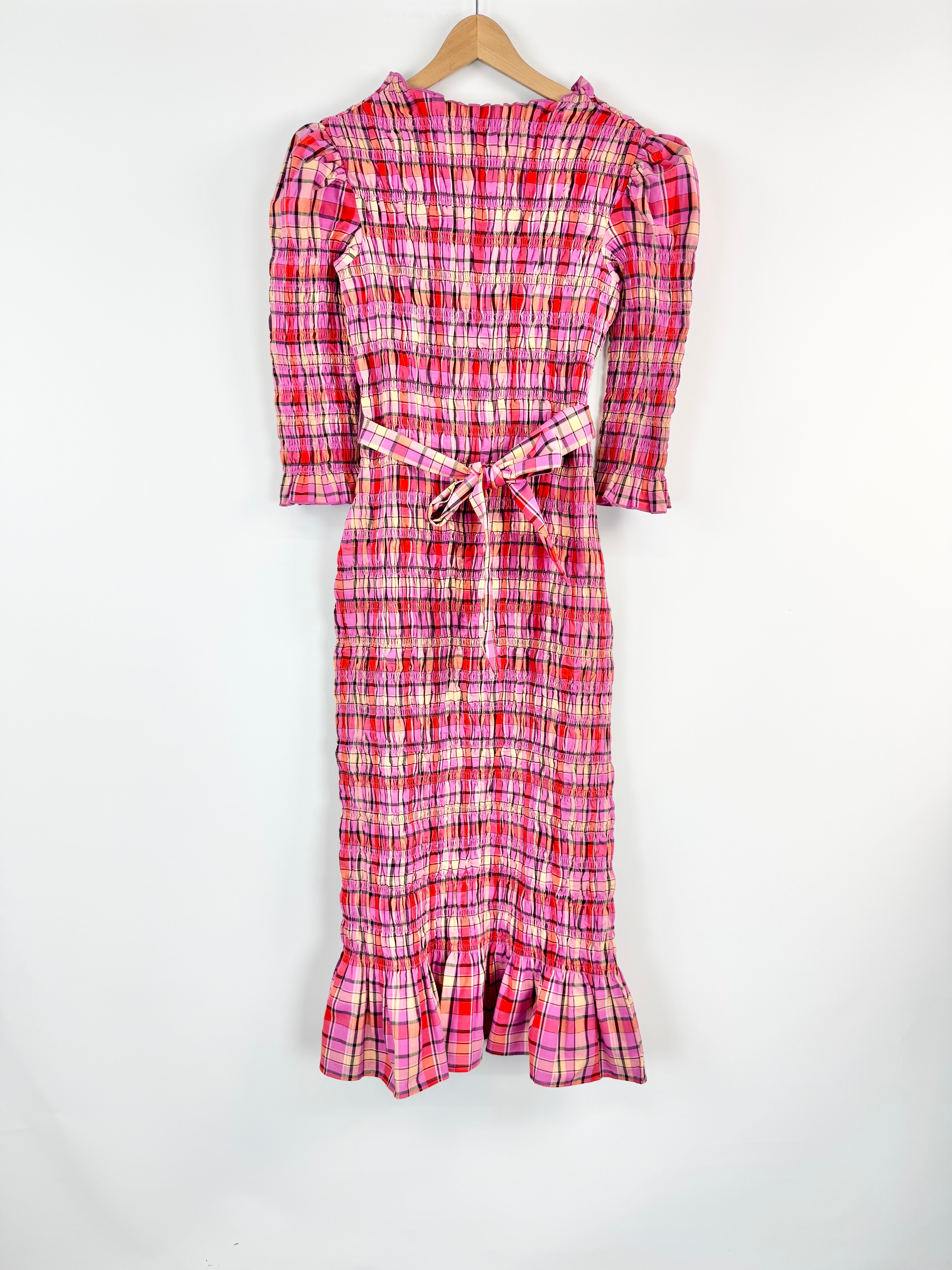 Steele Pink Plaid 'Amalia' Shirred Dress NWT - AU6
