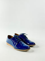Elk Prussian Blue Patent Leather Lace Ups - EU36