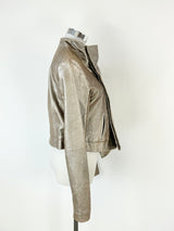 Husk Frosted Taupe Lamb Leather Jacket - AU8/10