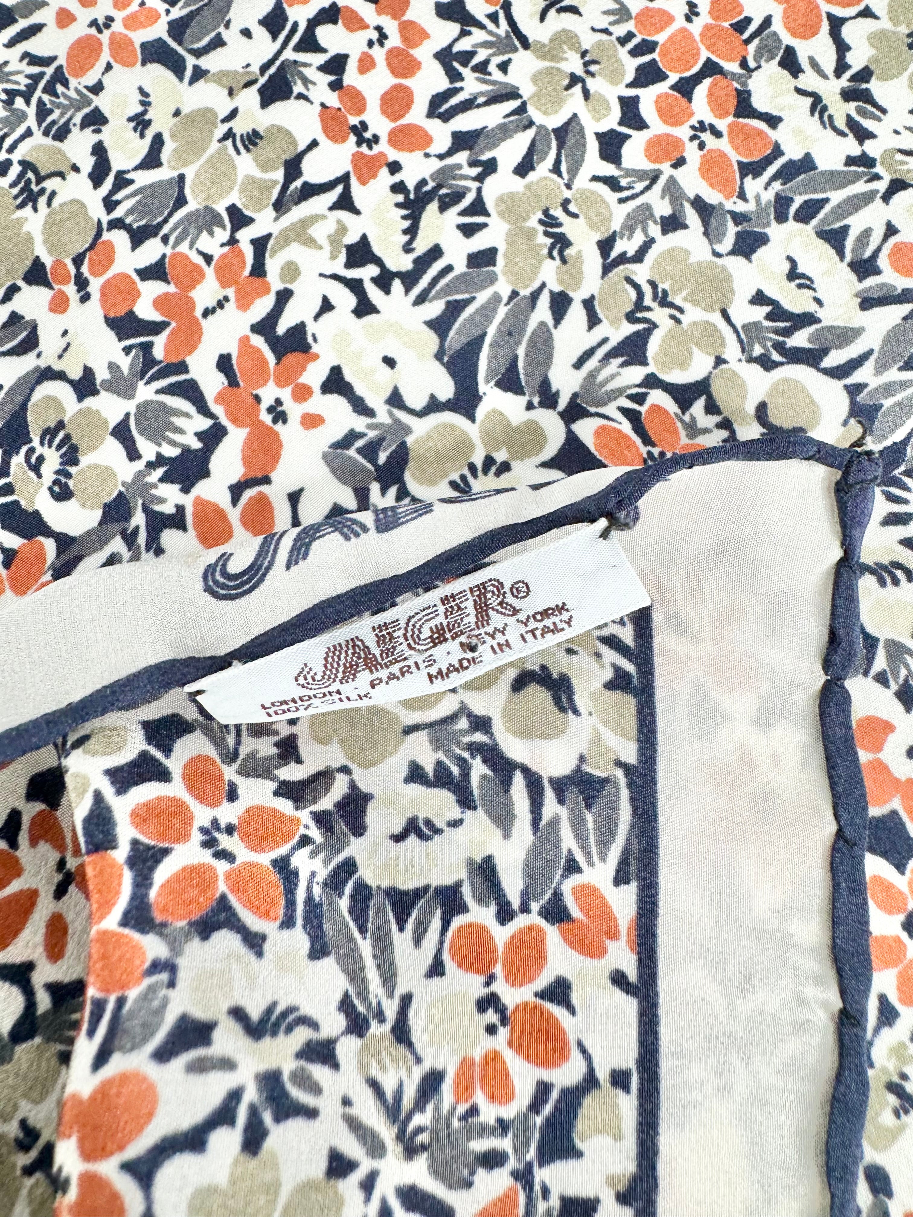 Vintage Jaeger London Microfloral Silk Scarf