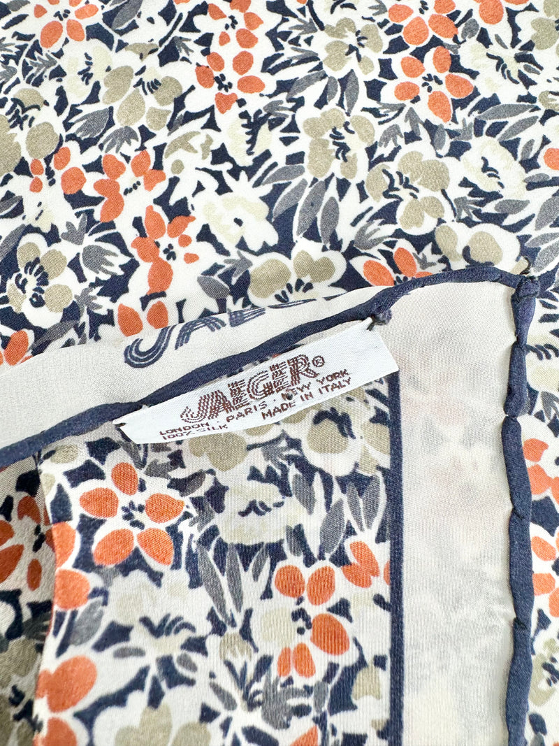 Vintage Jaeger London Microfloral Silk Scarf