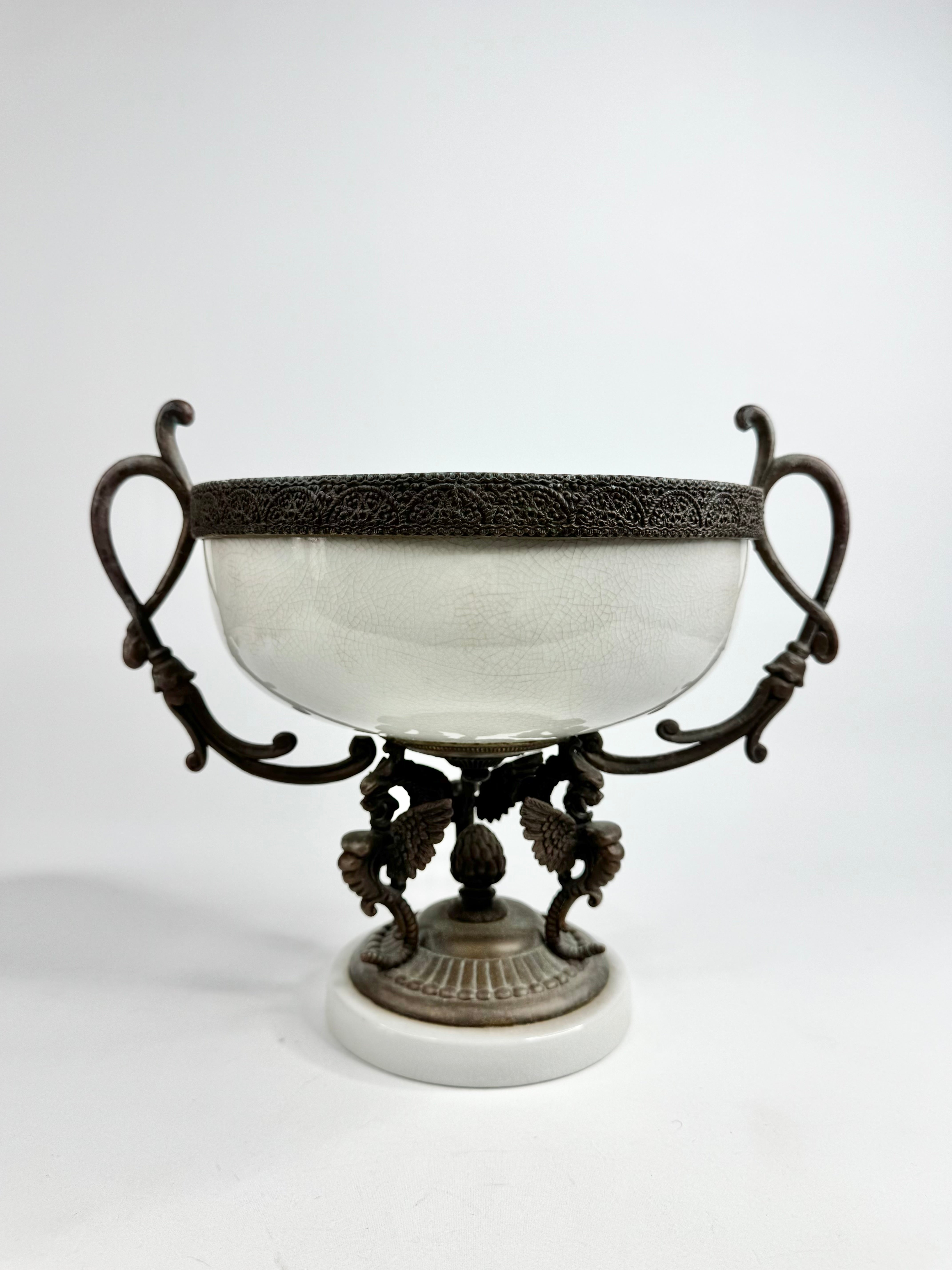 Vintage R.M. Hall Pty Ltd Crackle Glaze Centrepiece Bowl
