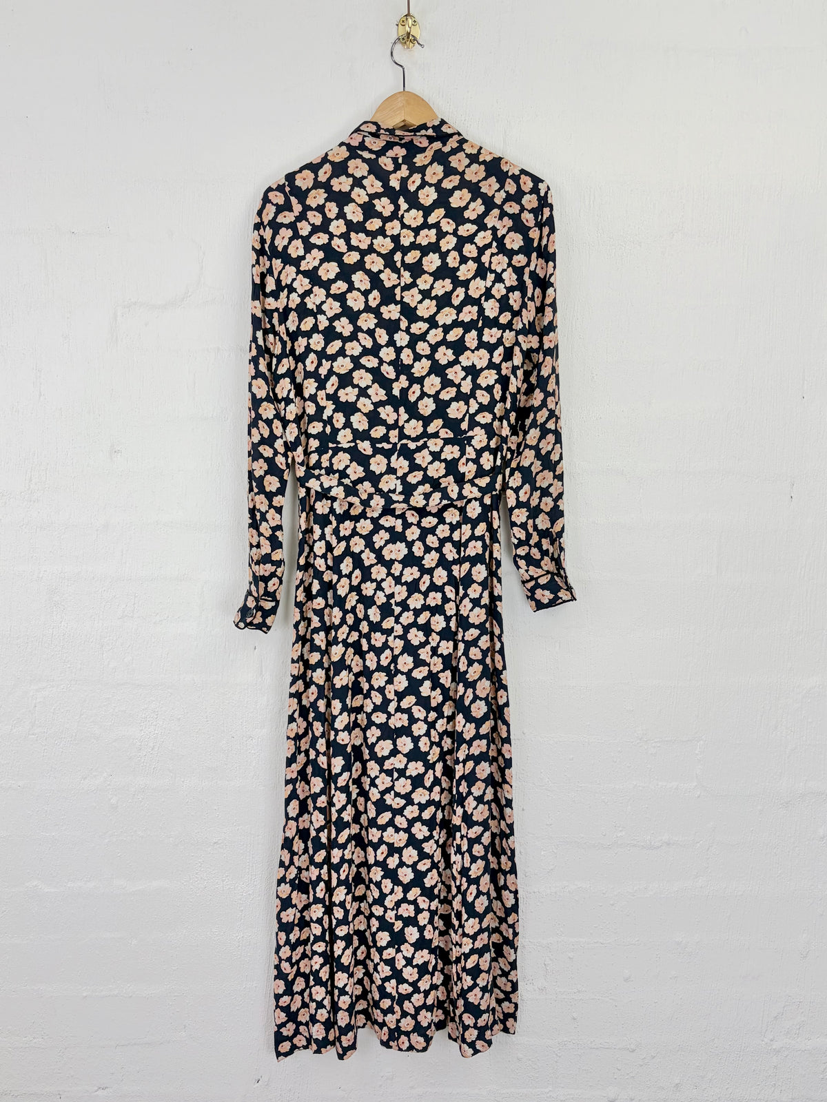 Ganni Montrose Crepe Navy Blue Floral Long Sleeve Maxi Dress - AU10/12