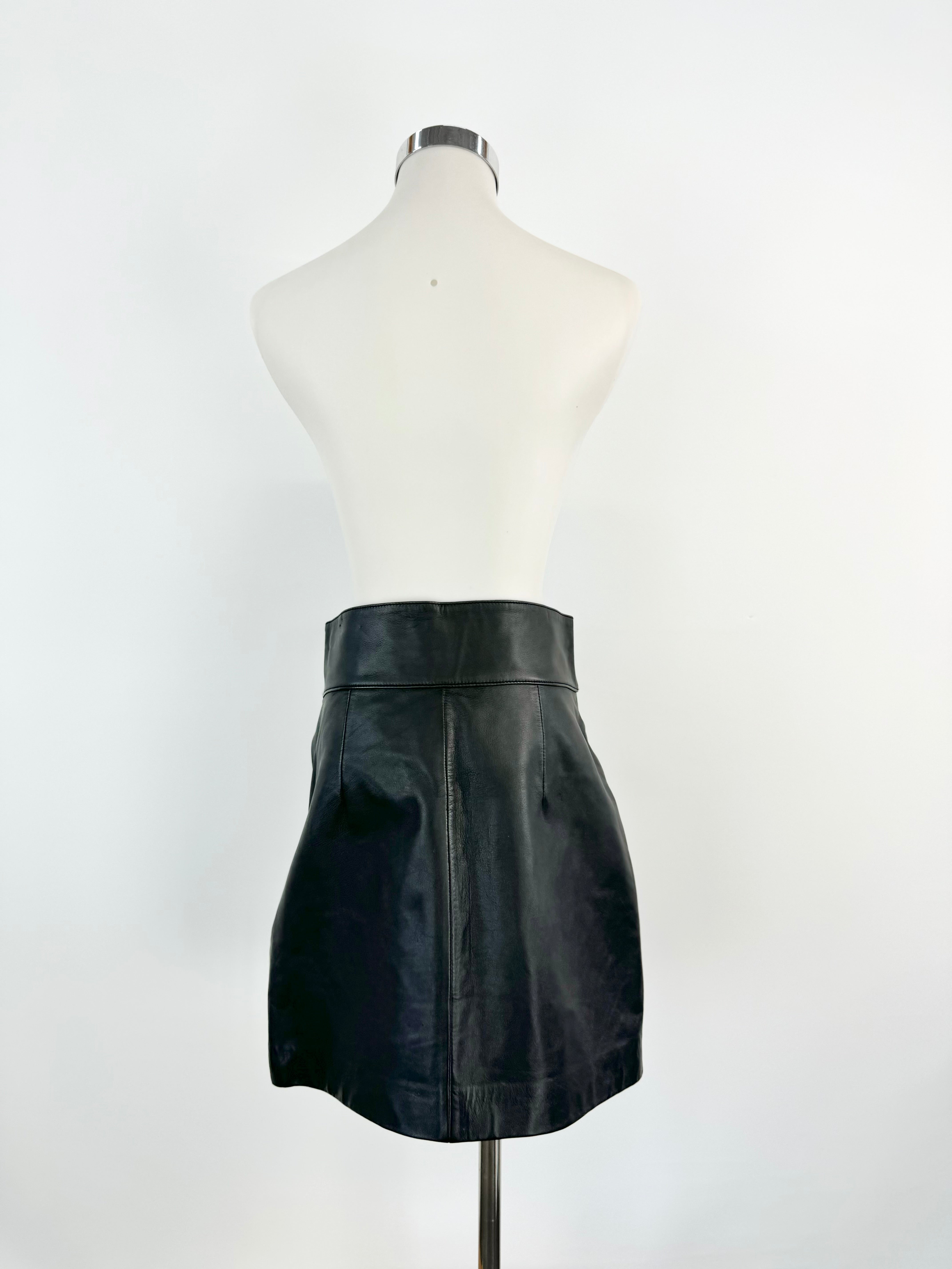 Ba&sh 'Phanie' Black Leather Wrap Skirt - AU10