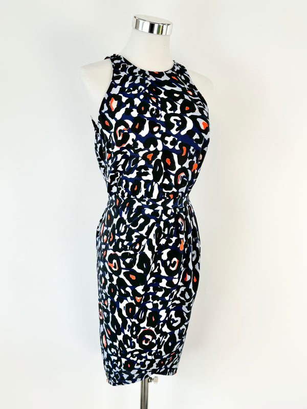 Camilla & Marc Blue Abstract Pattern 'Vivaldi' Halter Neck Dress - AU6