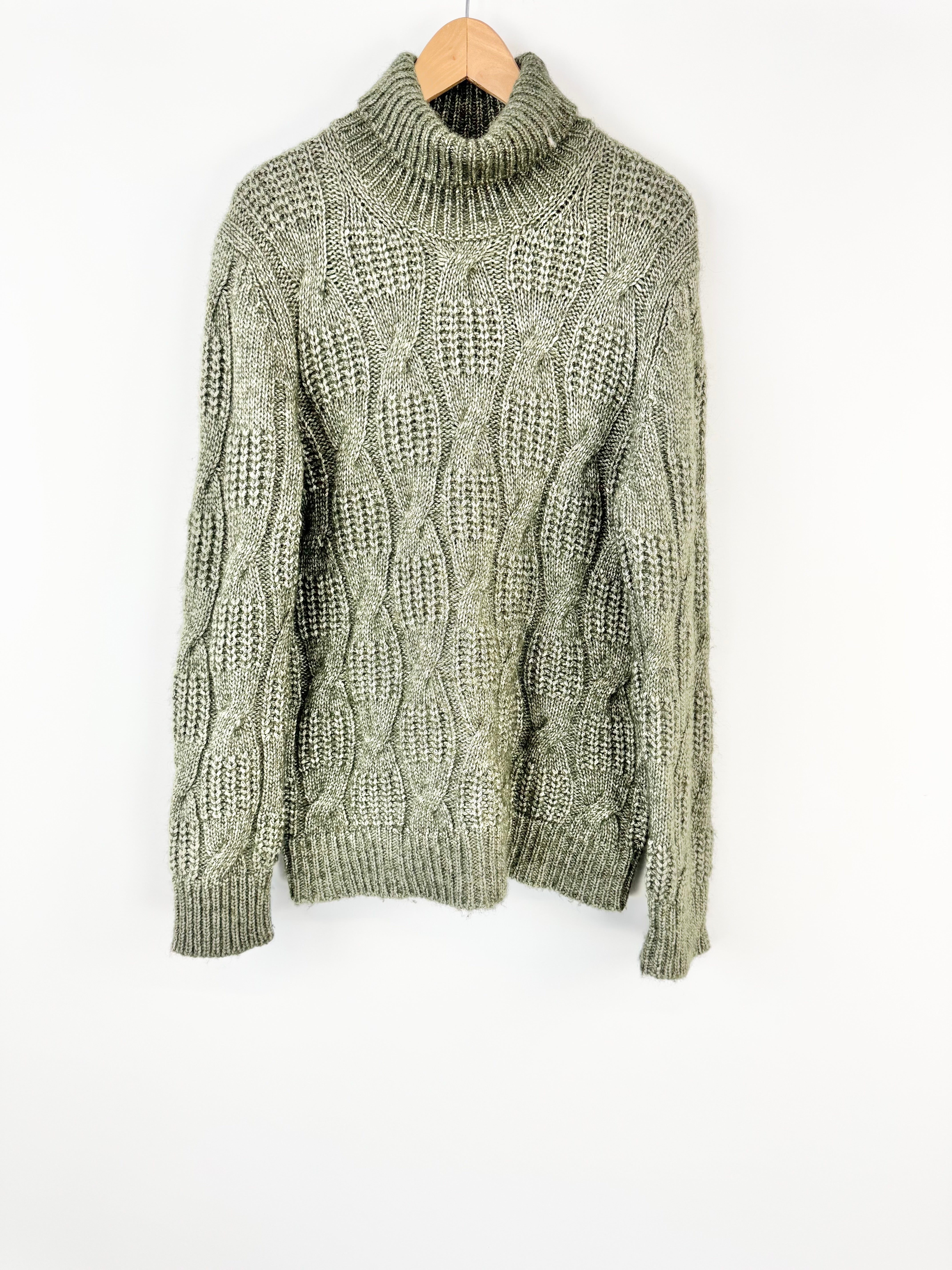 Gran Sasso Green Cable Knit Turtleneck - AU12