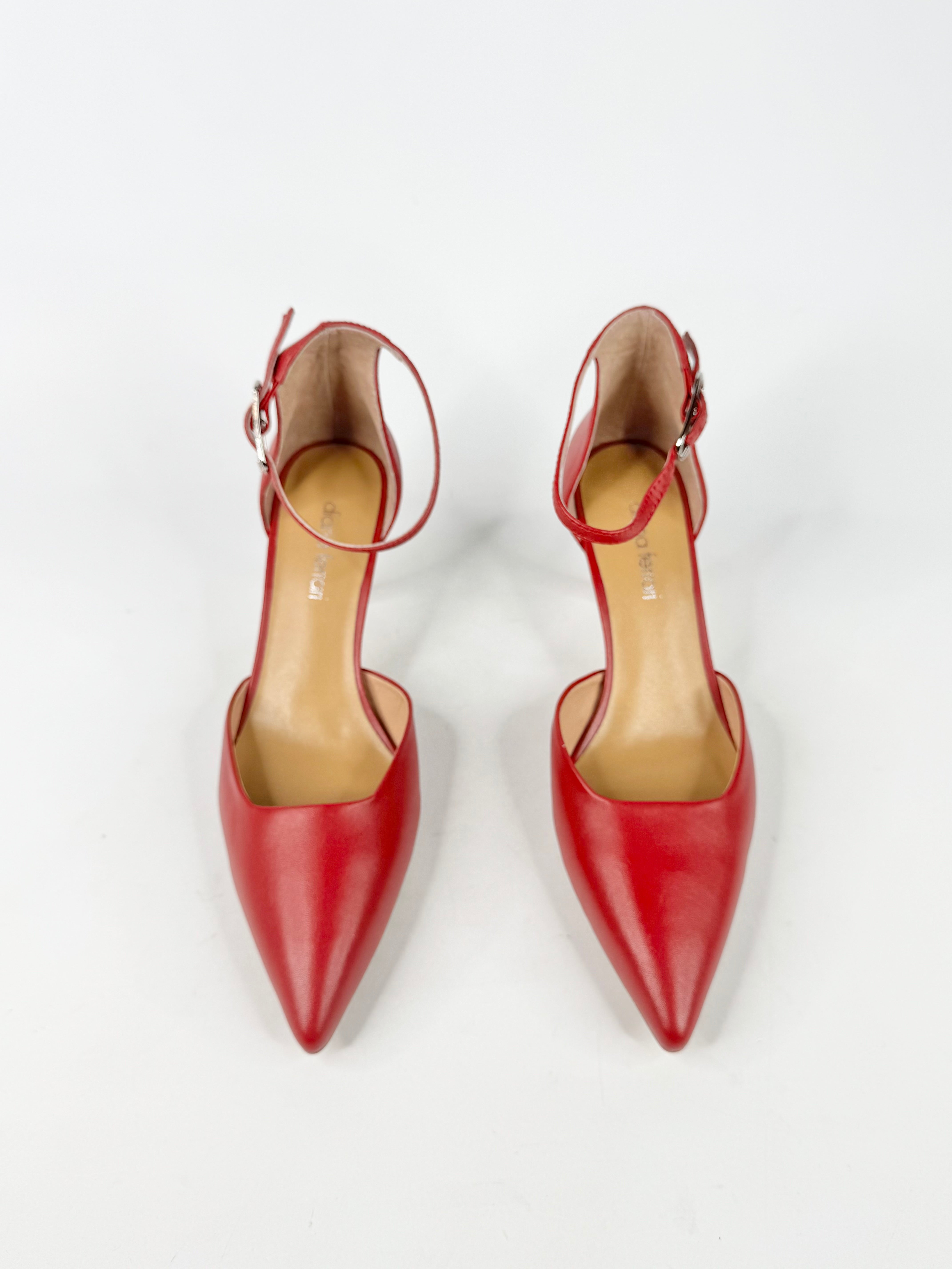 MFW Diana Ferrari Tartine Deep Red Leather Heels - EU37
