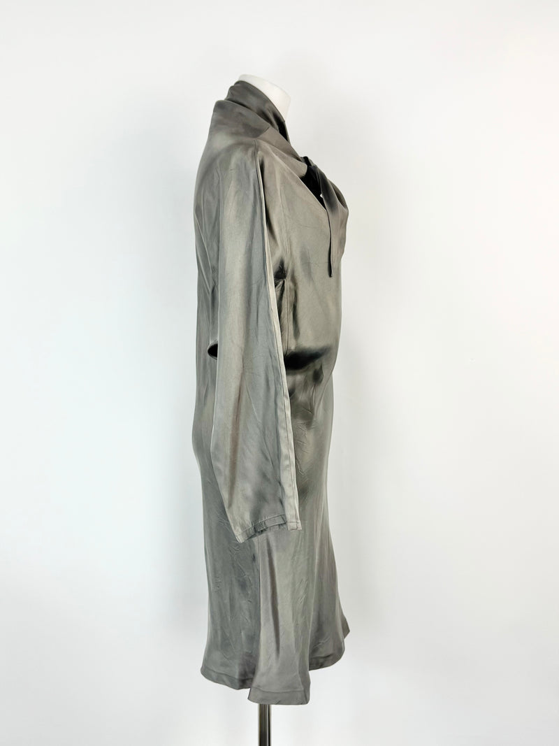 Vintage Scanlan Theodore Stone Grey Silky Dress - AU8/10