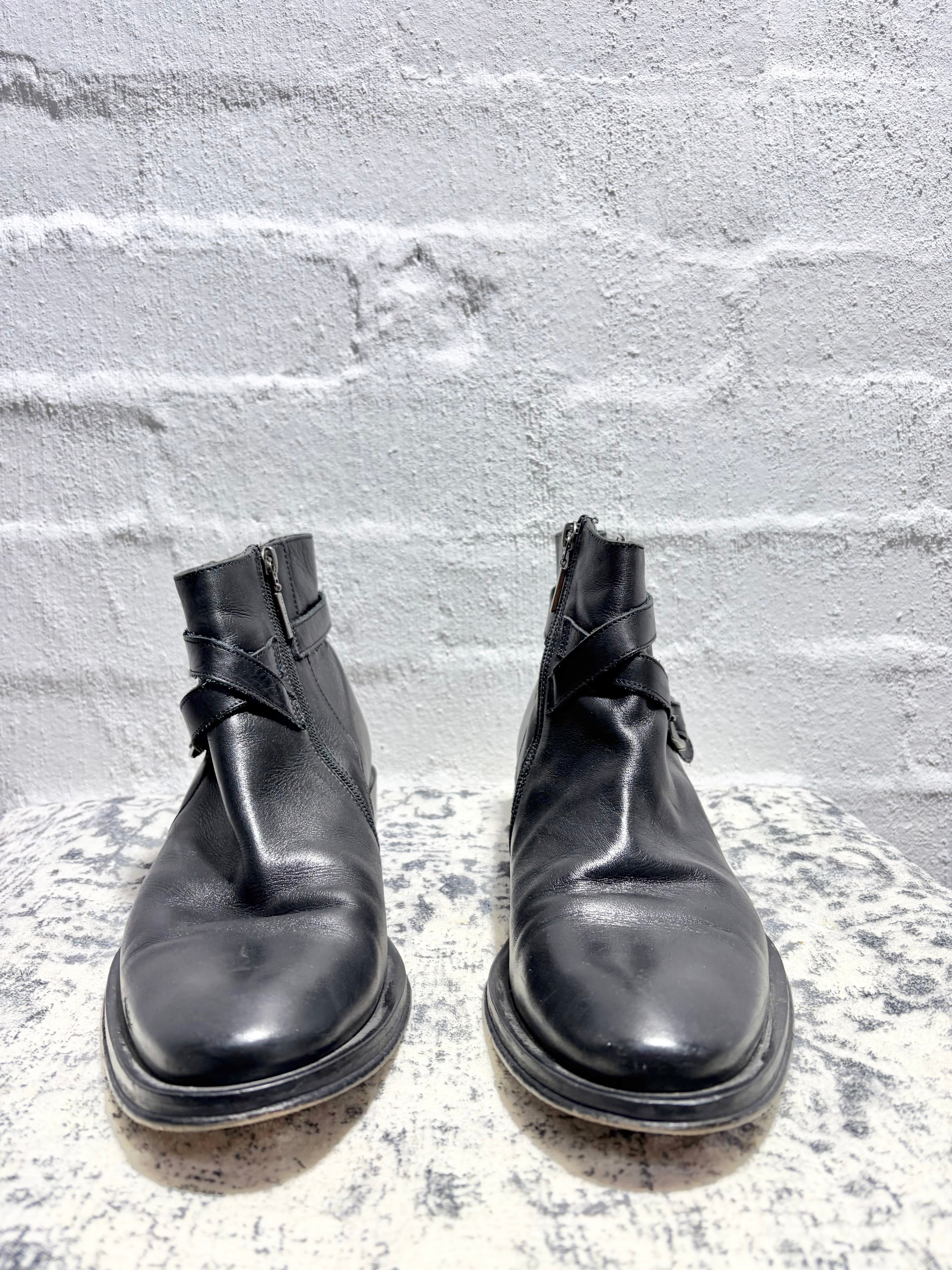 Versace Classic Black Leather Mid-Cut Boot - EU43