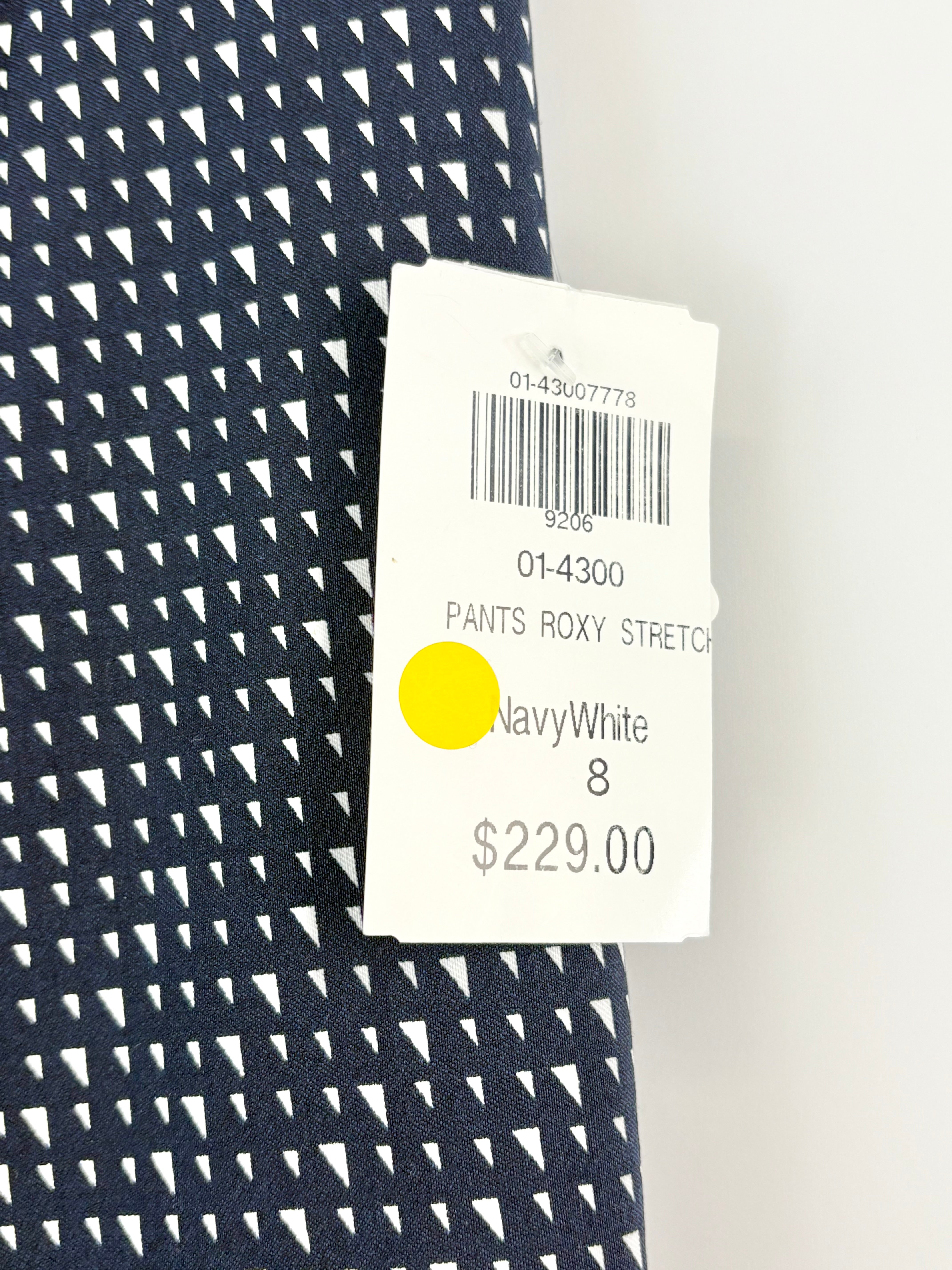 Roxanne Navy & White Geometric Pattern Stretch Pants - AU8