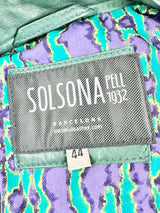 Solsona Green Leather Snakeprint Lined Leather Jacket - AU12
