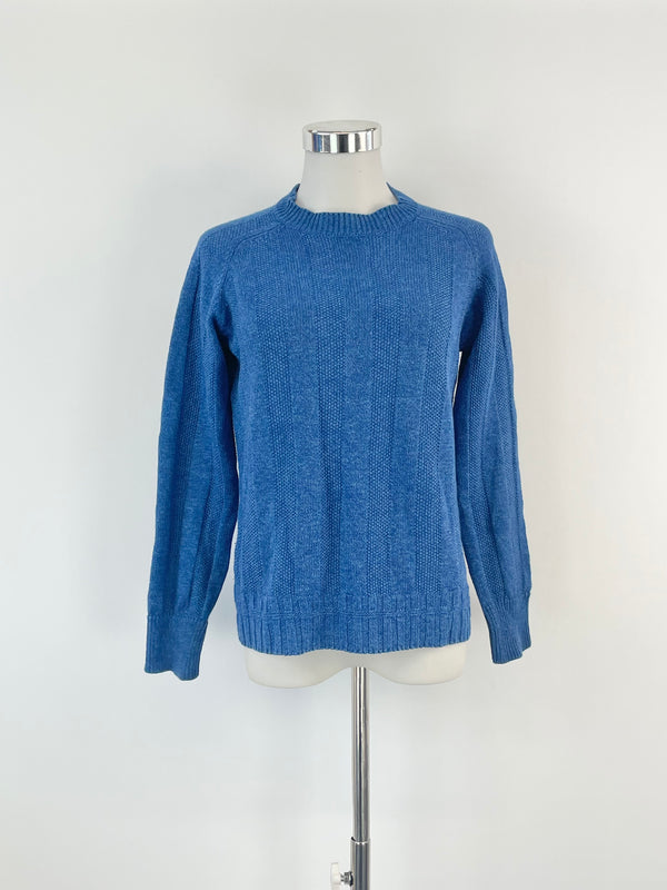 Drake's Blue Ribbed Knit Linen & Merino Blend Sweater - AU8