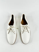 Chloe Milady White Leather Lace Up  Oxfords Flats - EU38