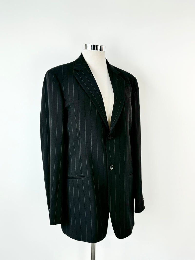 Armani Collezioni Black Pinstriped Blazer - 52