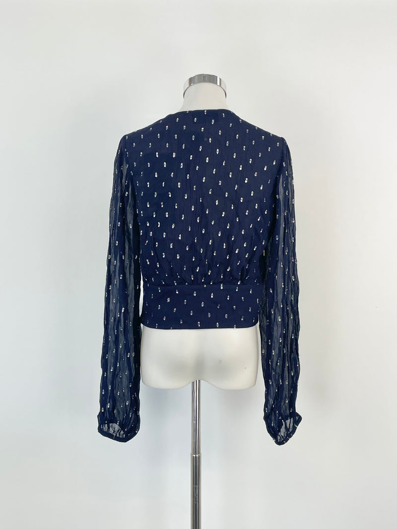 The Kooples Navy Blue 'Cosmic Dots' Cropped Top - AU10