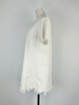 T by Alexander Wang Cream Textured Fringed-Hem Dress - AU10/12