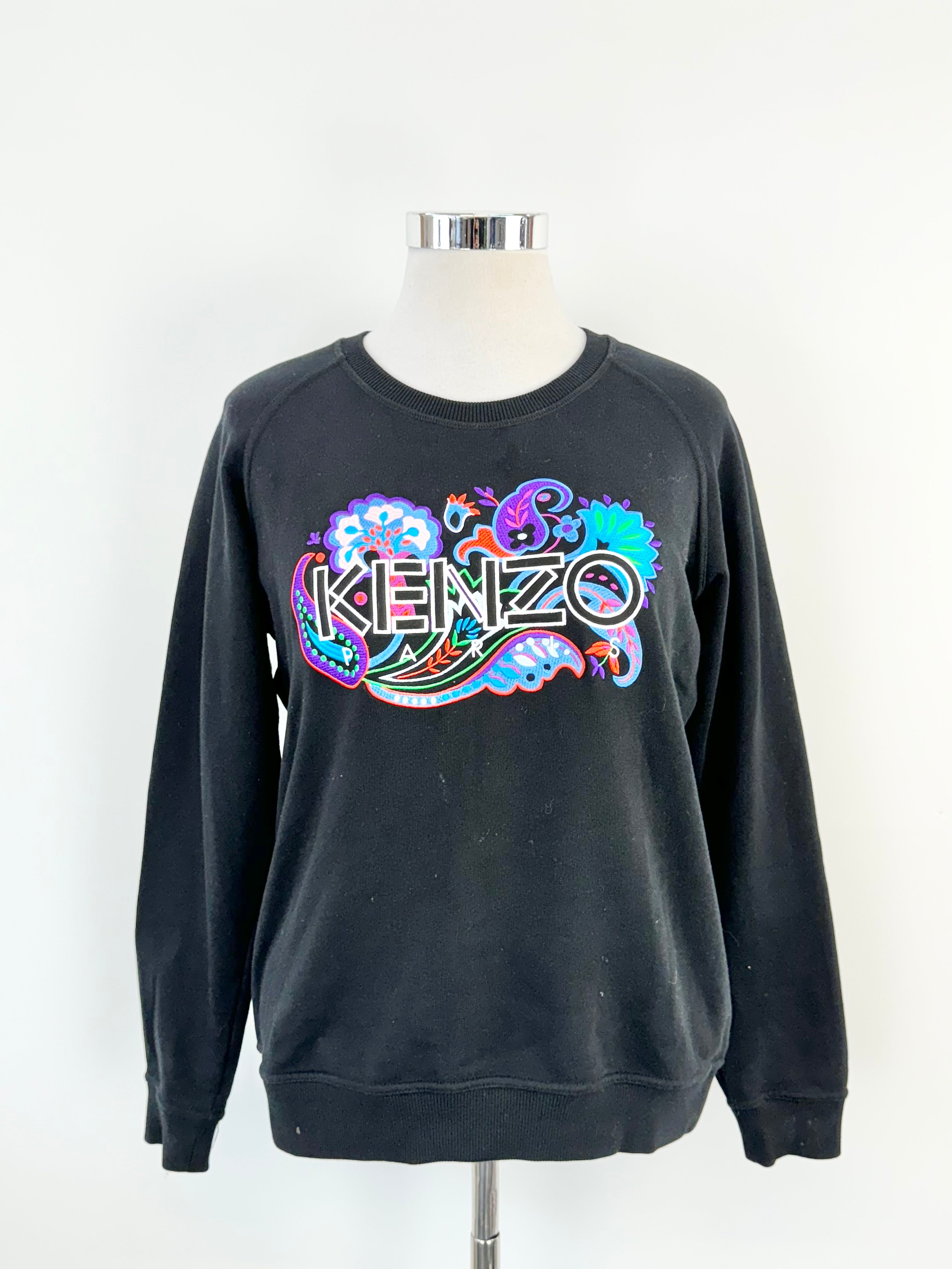 Kenzo Paris Black Floral Logo Sweater - AU12