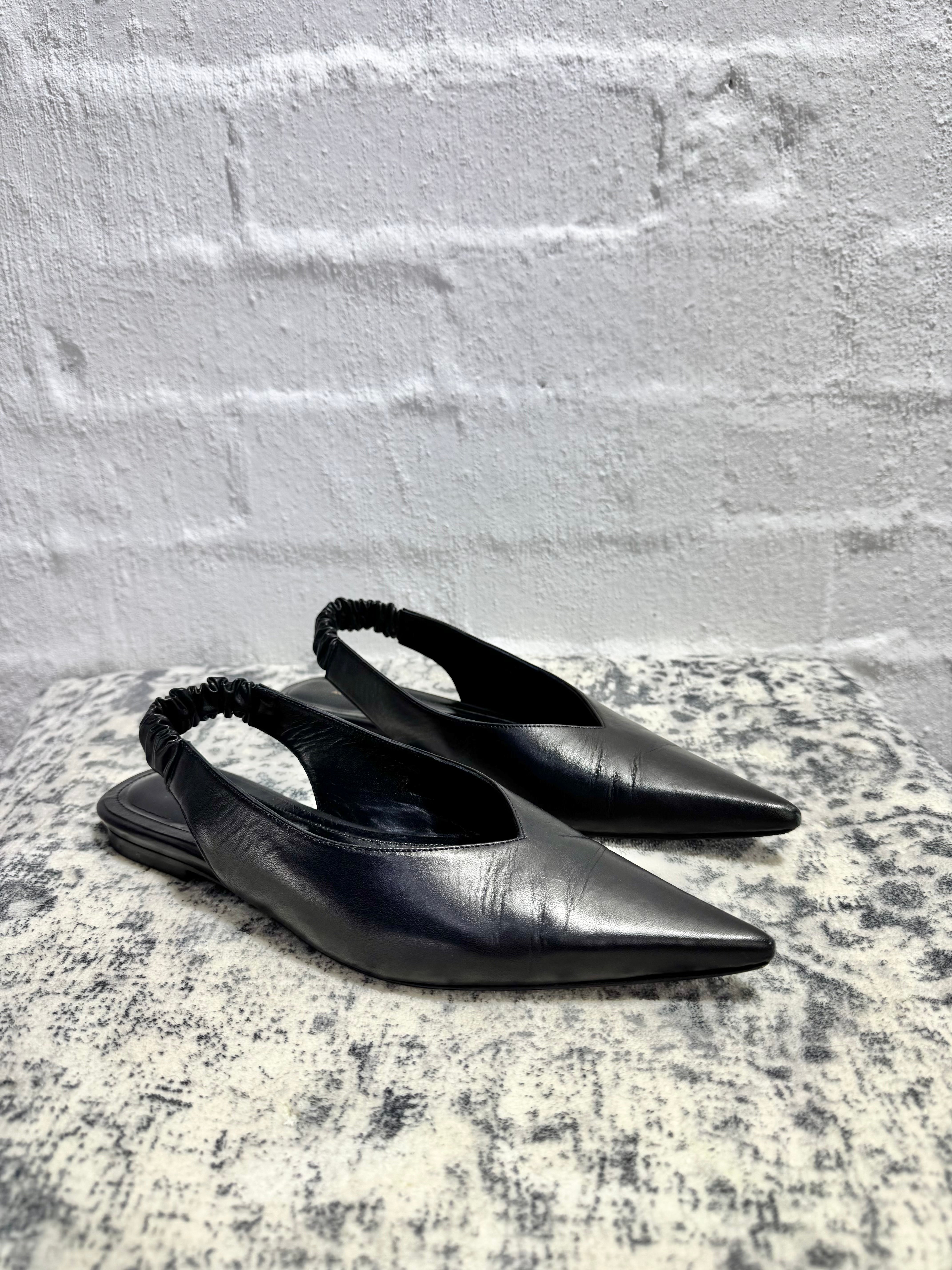 Anine Bing Black Pointed Toe Sling Backs - EU38