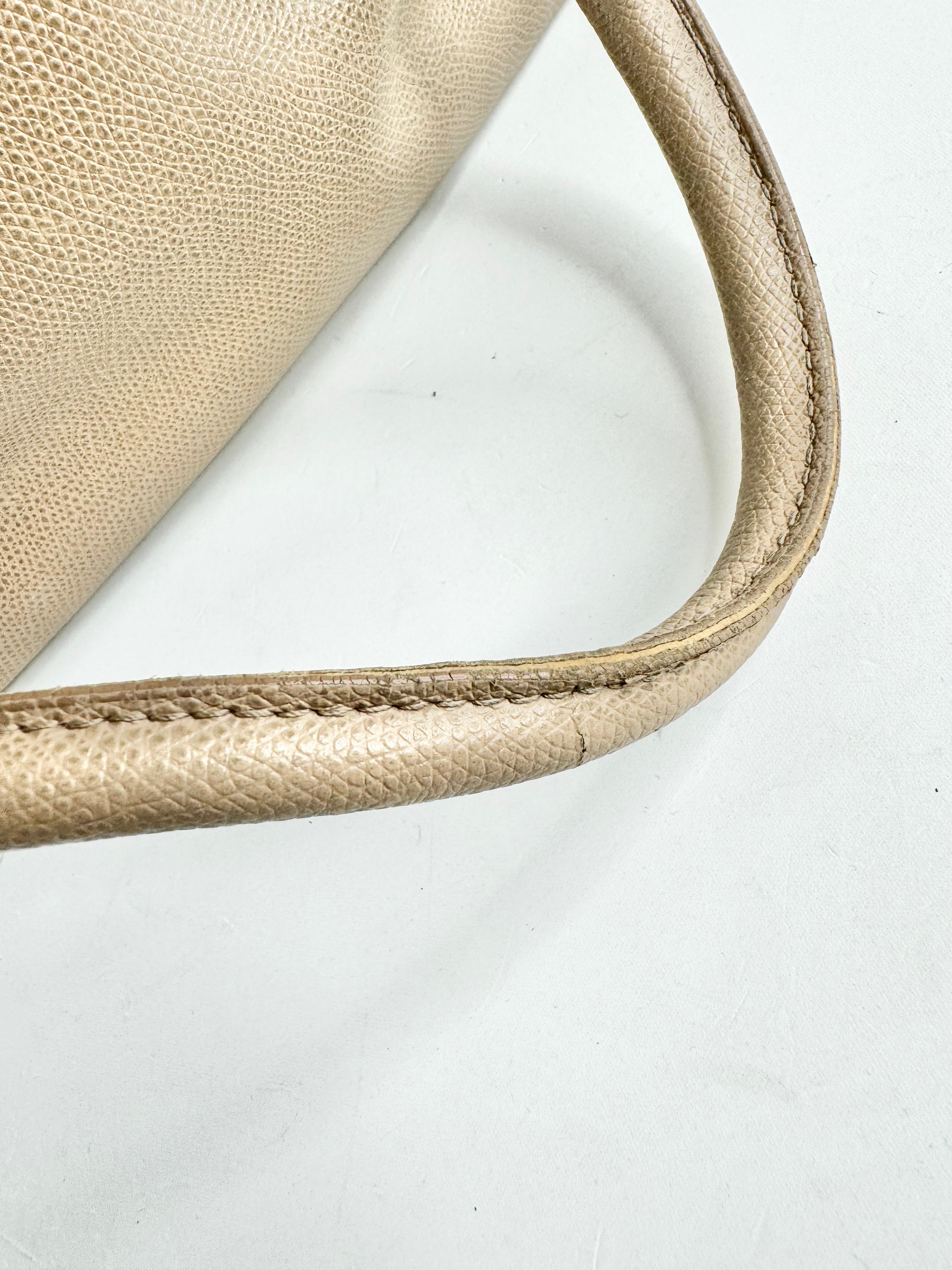 Furla Pebbled Taupe Leather Shoulder Bag