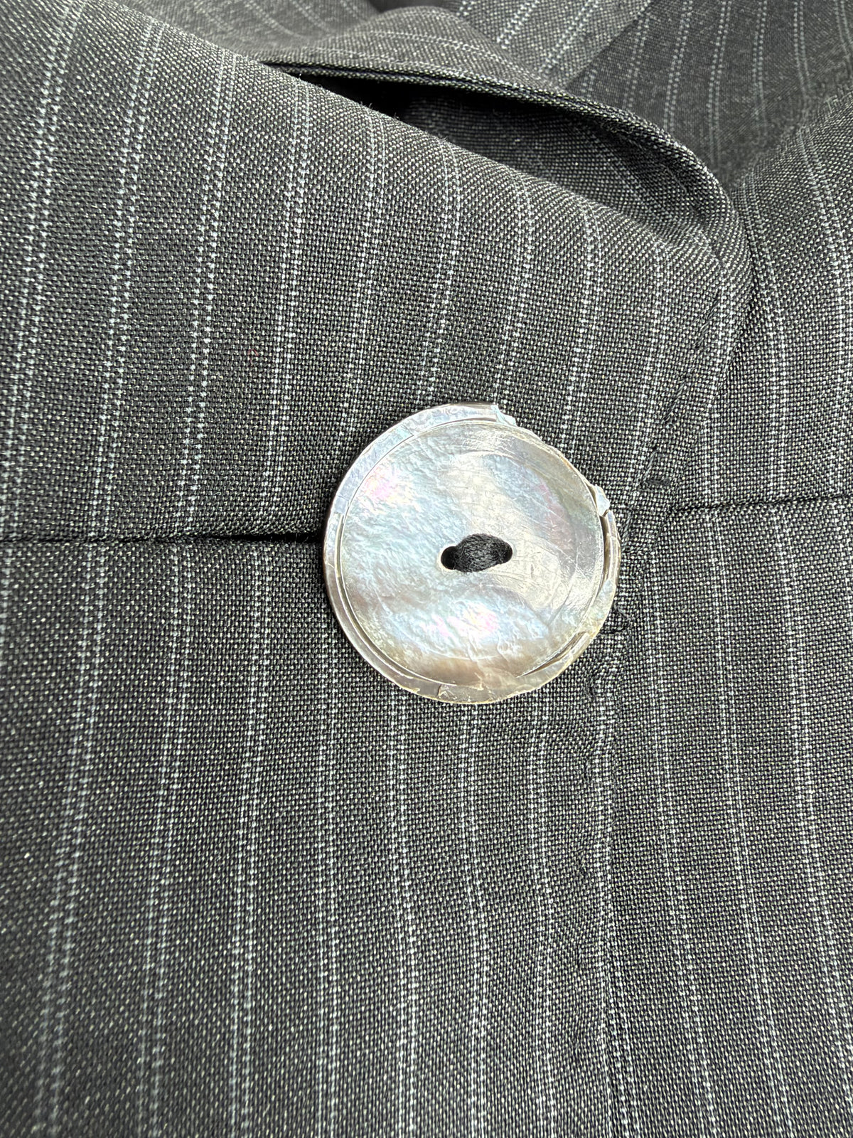 Max Mara Grey & White Wool & Silk Blend Pinstriped Suit - AU8
