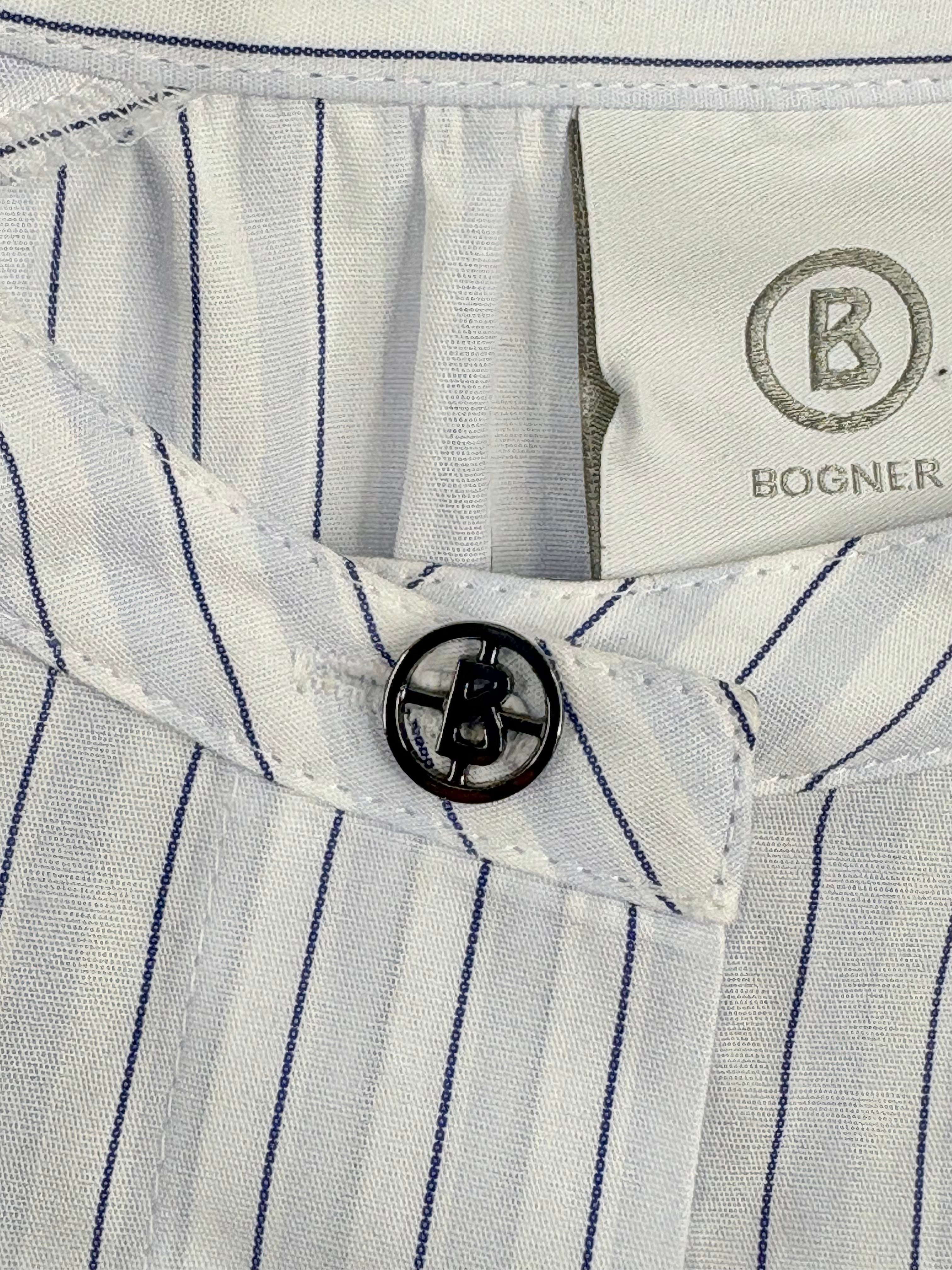Bogner Blue & White Striped Cotton Blouse - AU12/14