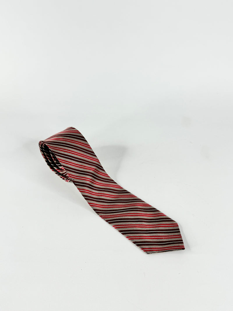 Christian Dior Monsieur Red Striped Silk Tie