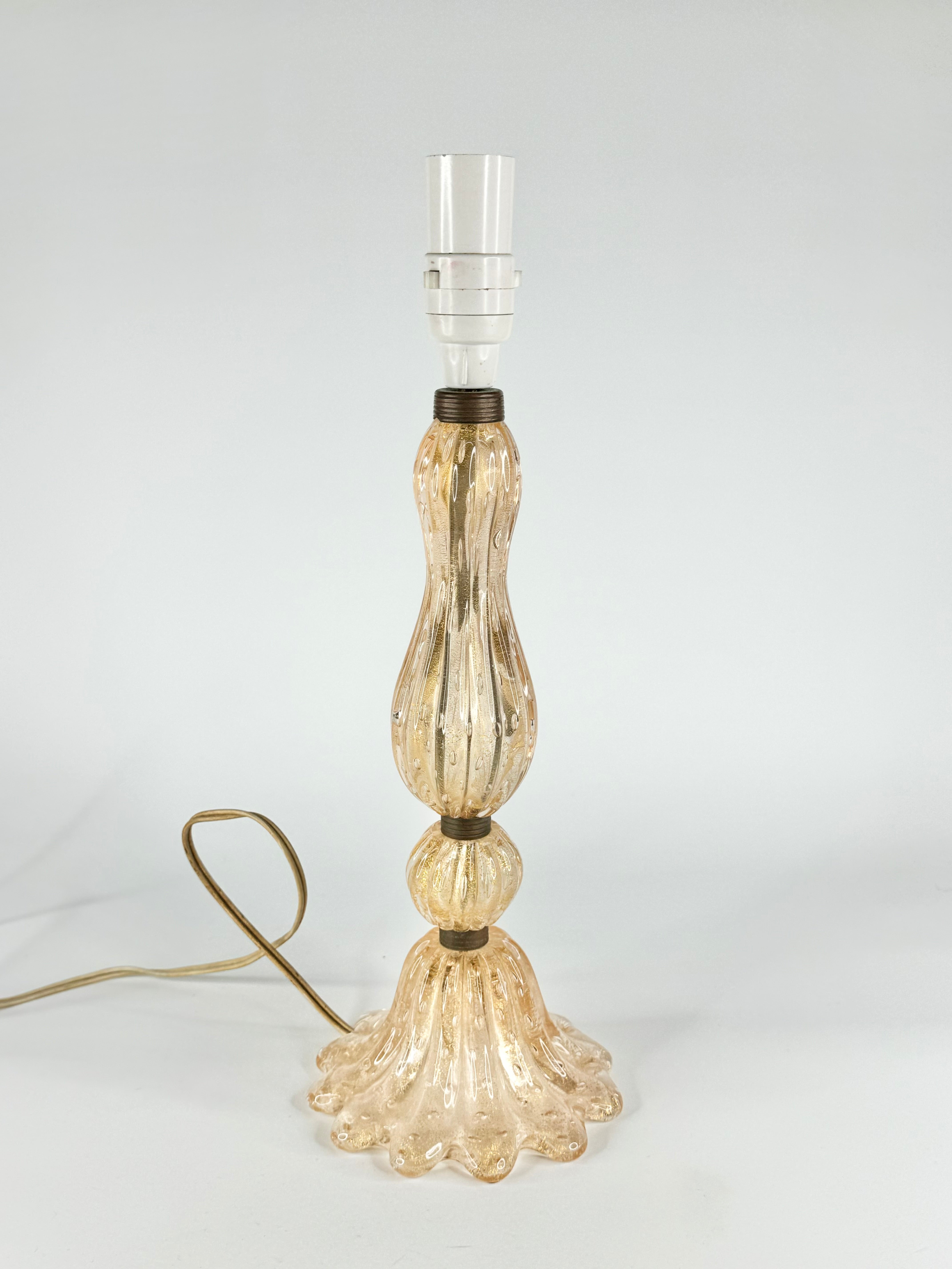 Vintage Murano Gold Speckle Glass Lamp