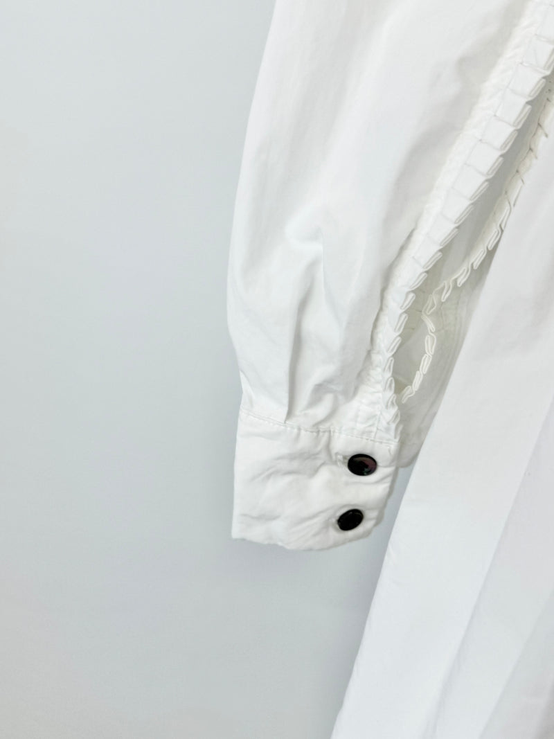 Alexander McQueen White Cotton Tiered Blouse - AU10/12