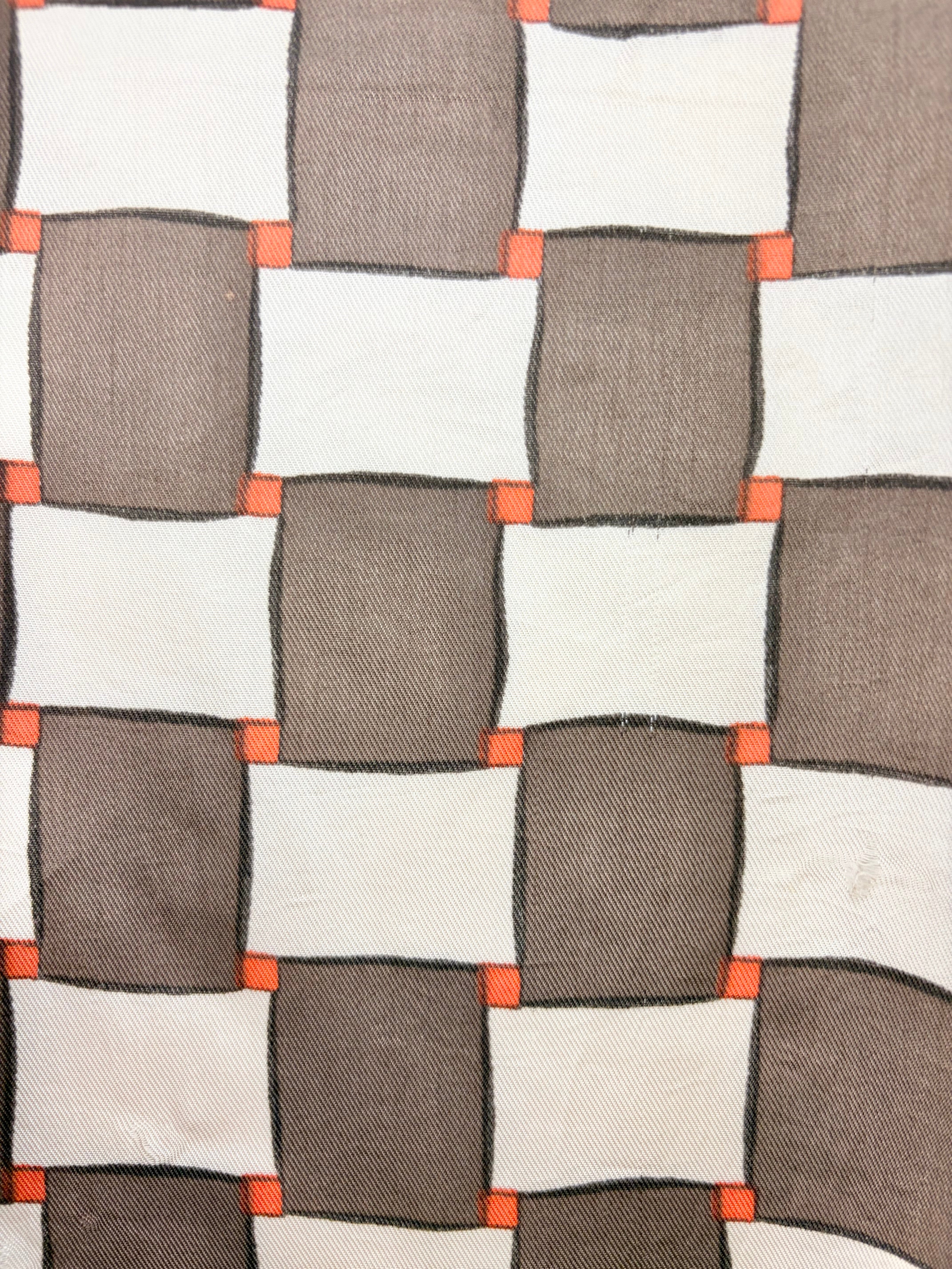 Vintage Silk Feel Beige, Orange & Brown Scarf