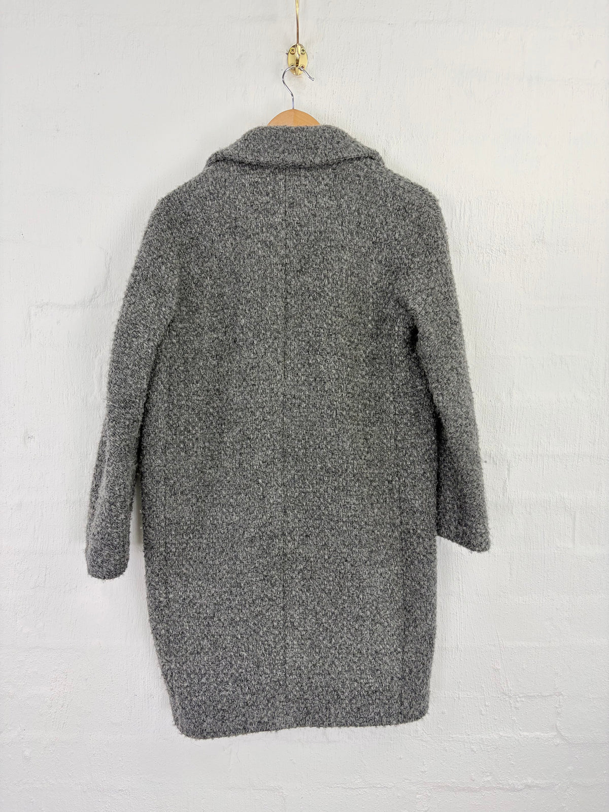 Massimo Dutti Ash Grey Boucle Woold Coat - AU8/10