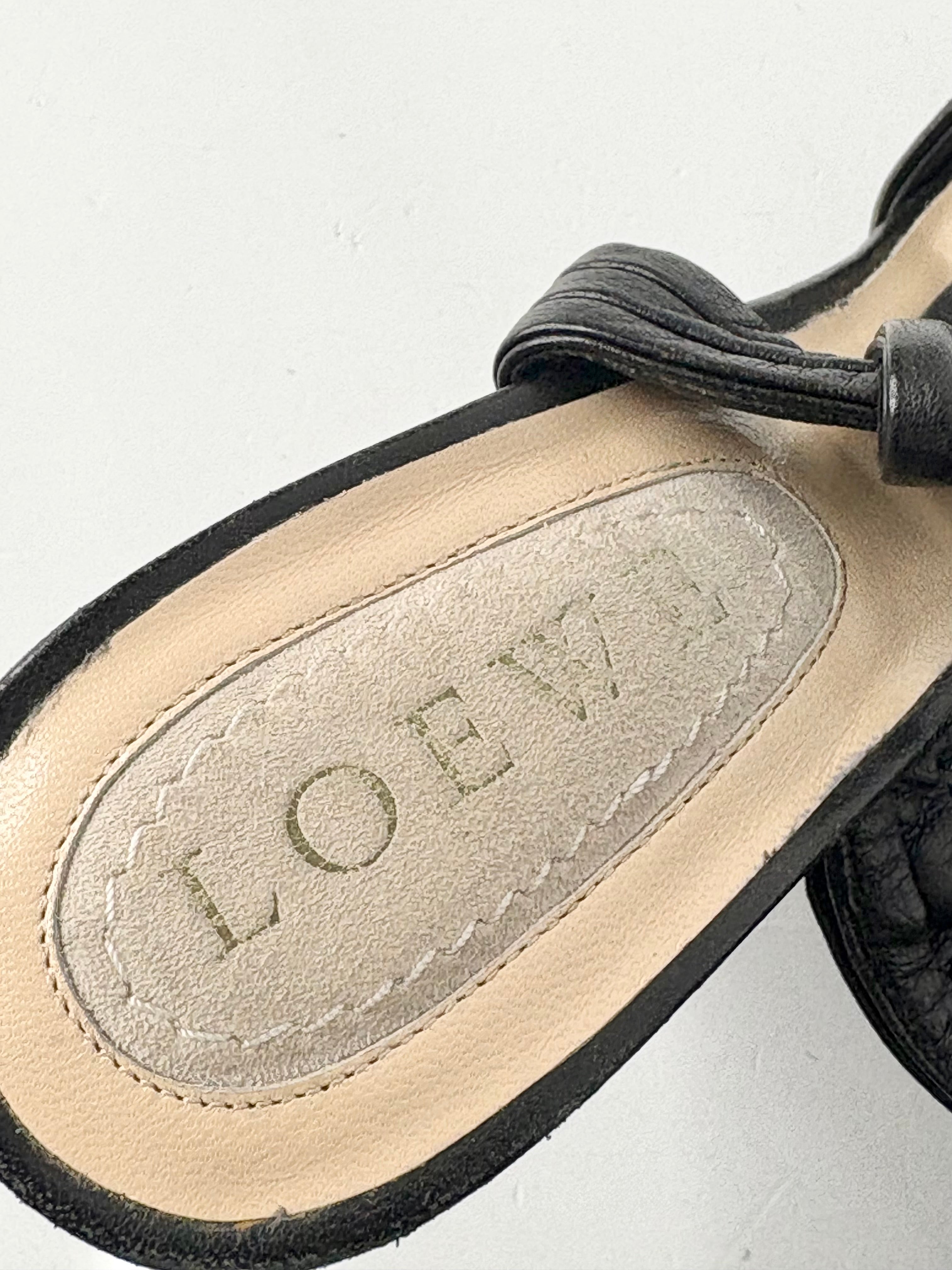 Loewe Black Leather Leg-Tie Sandals - EU39