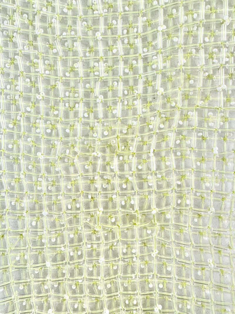 Maticevski 'Application' Ice Blue & Lime Green Beaded Panel Dress - AU8