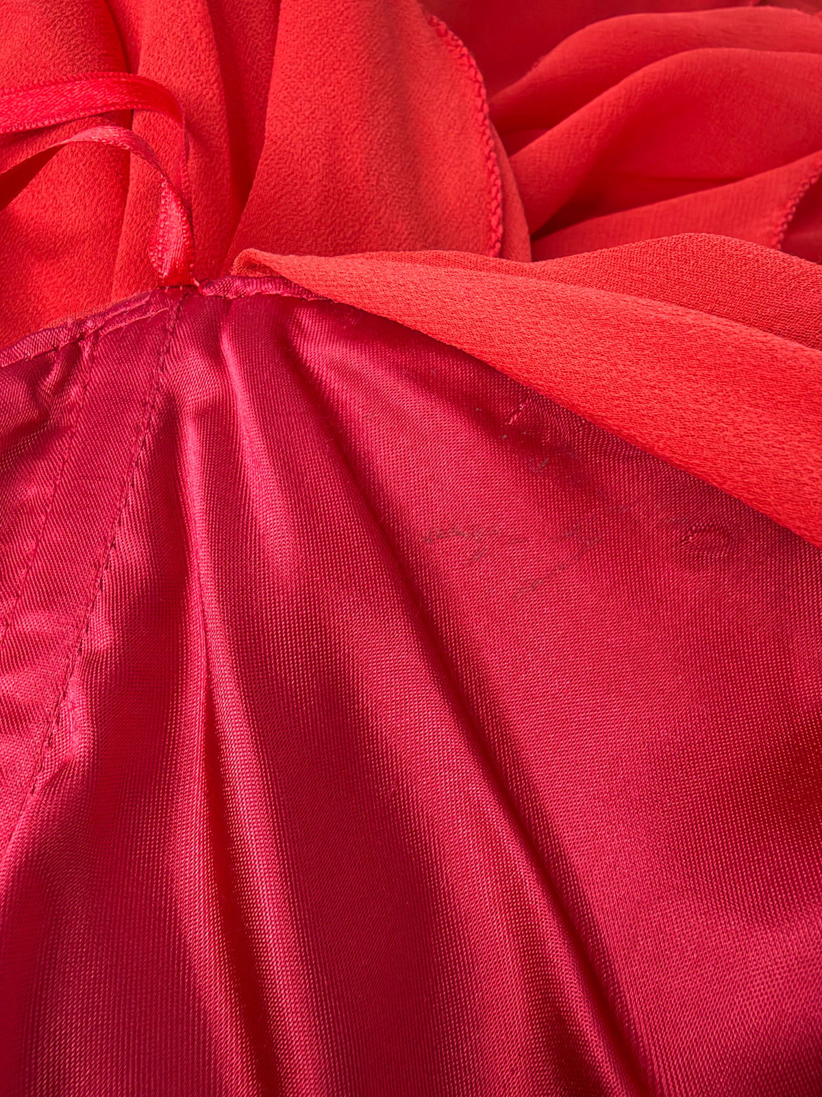 Jenny Bannister Vermillion Strapless Silk Tiered Cocktail Dress - AU14