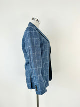 Calvin Klein Aegan Blue Prince of Wales Check Blazer - S