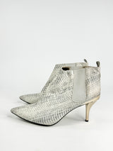 Lanvin Grey & Cream Snakeskin Stiletto Ankle Boots - EU40.5