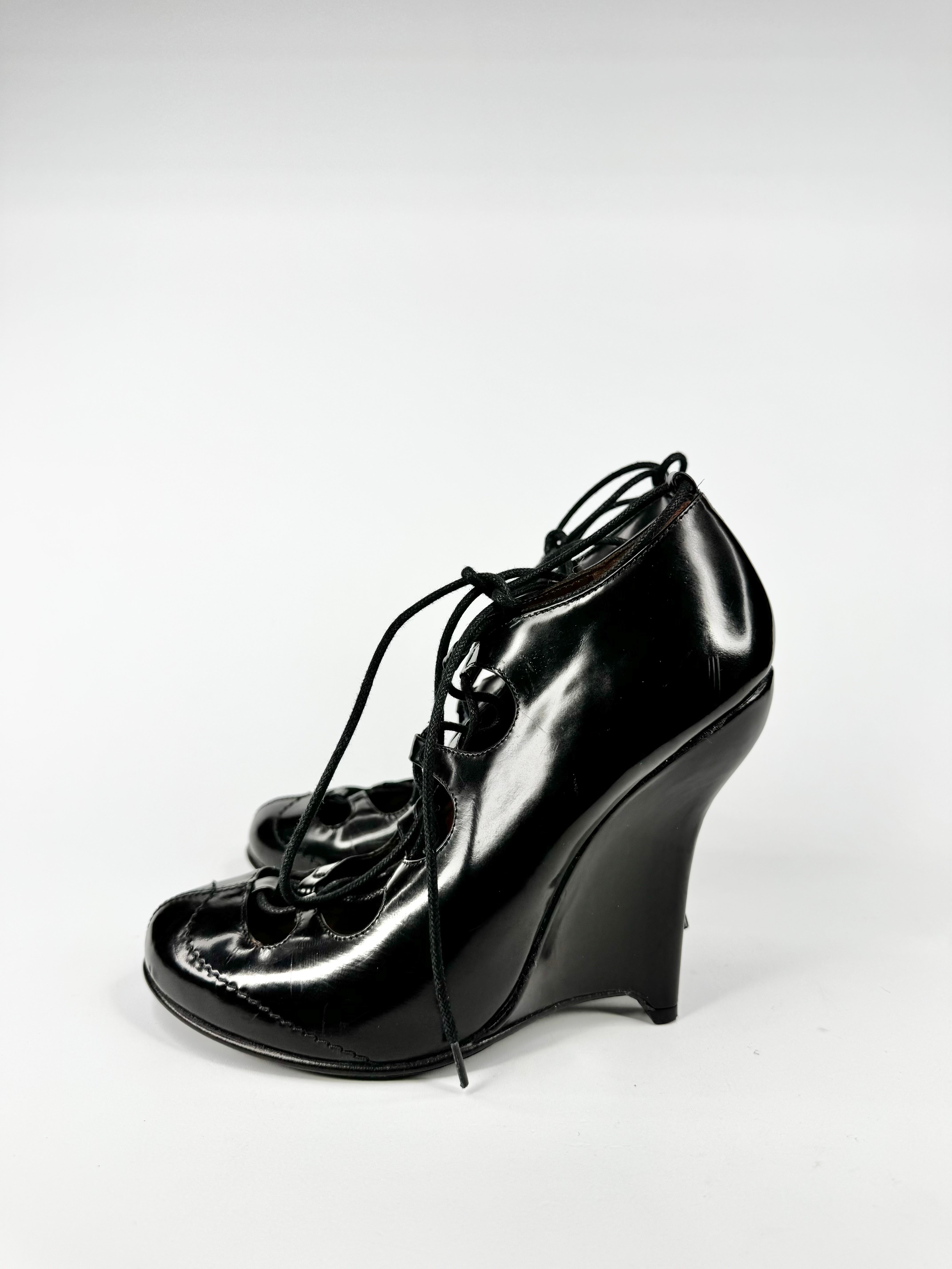 Opening Ceremony Black Lace Up Wedges - EU38