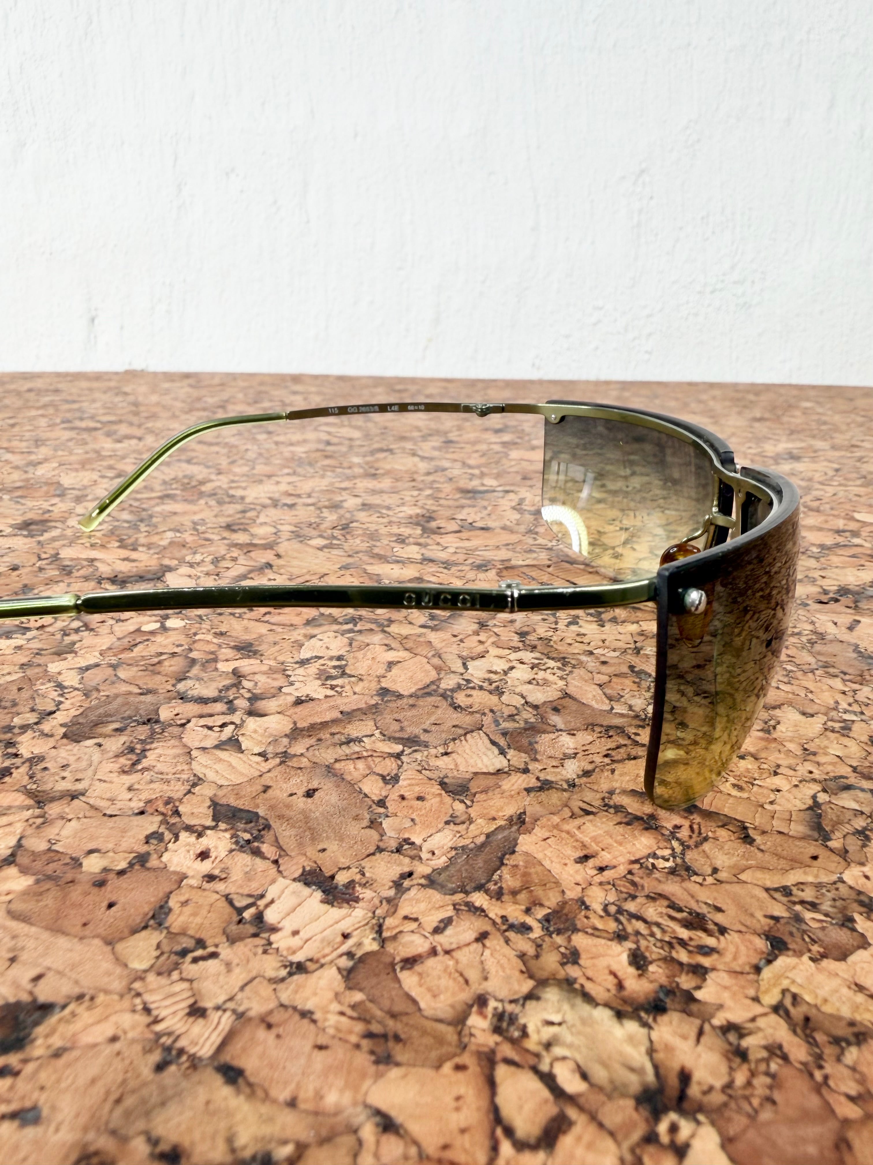 Gucci GG 2653/S Green Rimless Shield Sunglasses