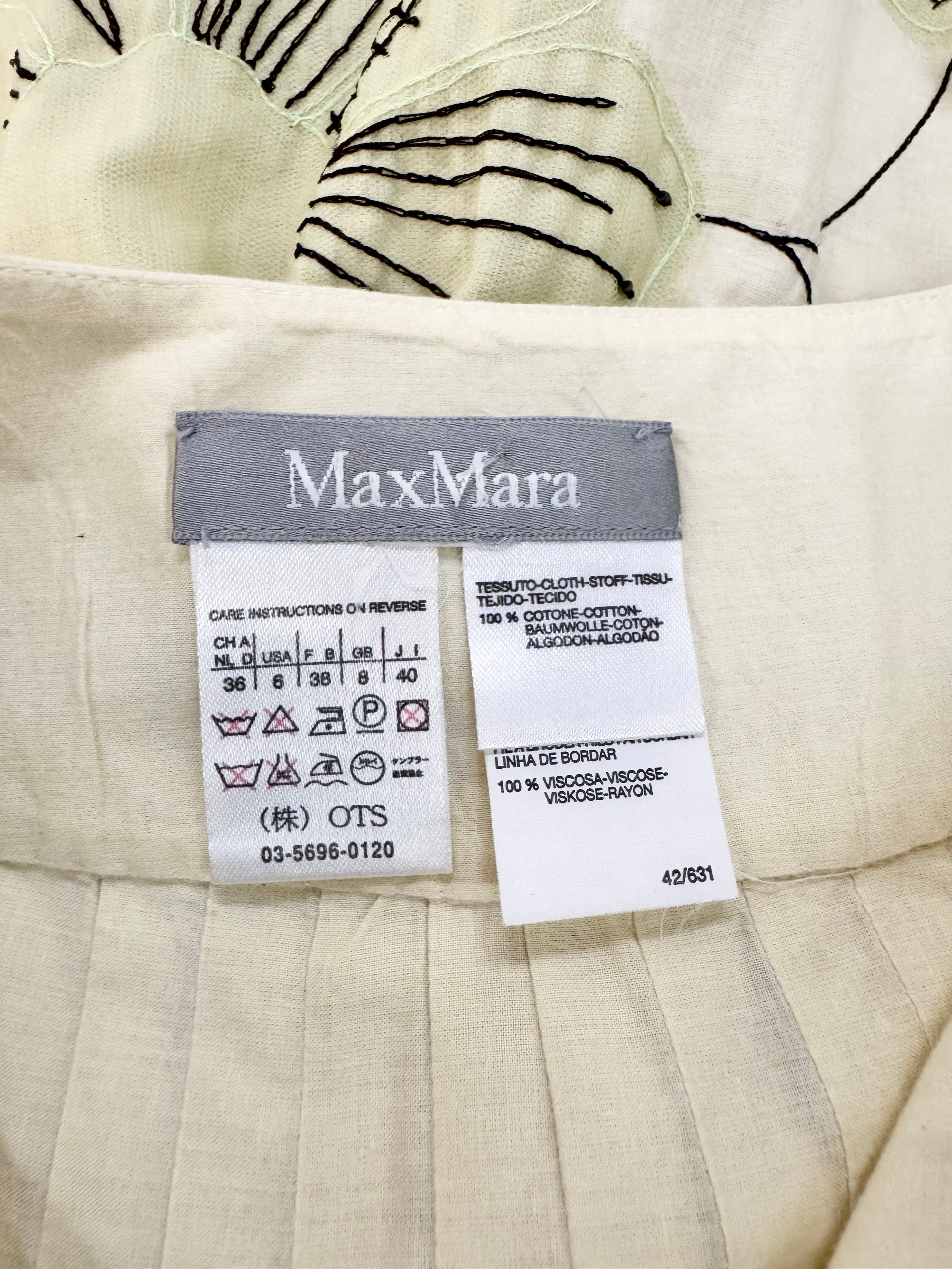 Max Mara Cream Floral Embroidered Pleated Skirt - AU8