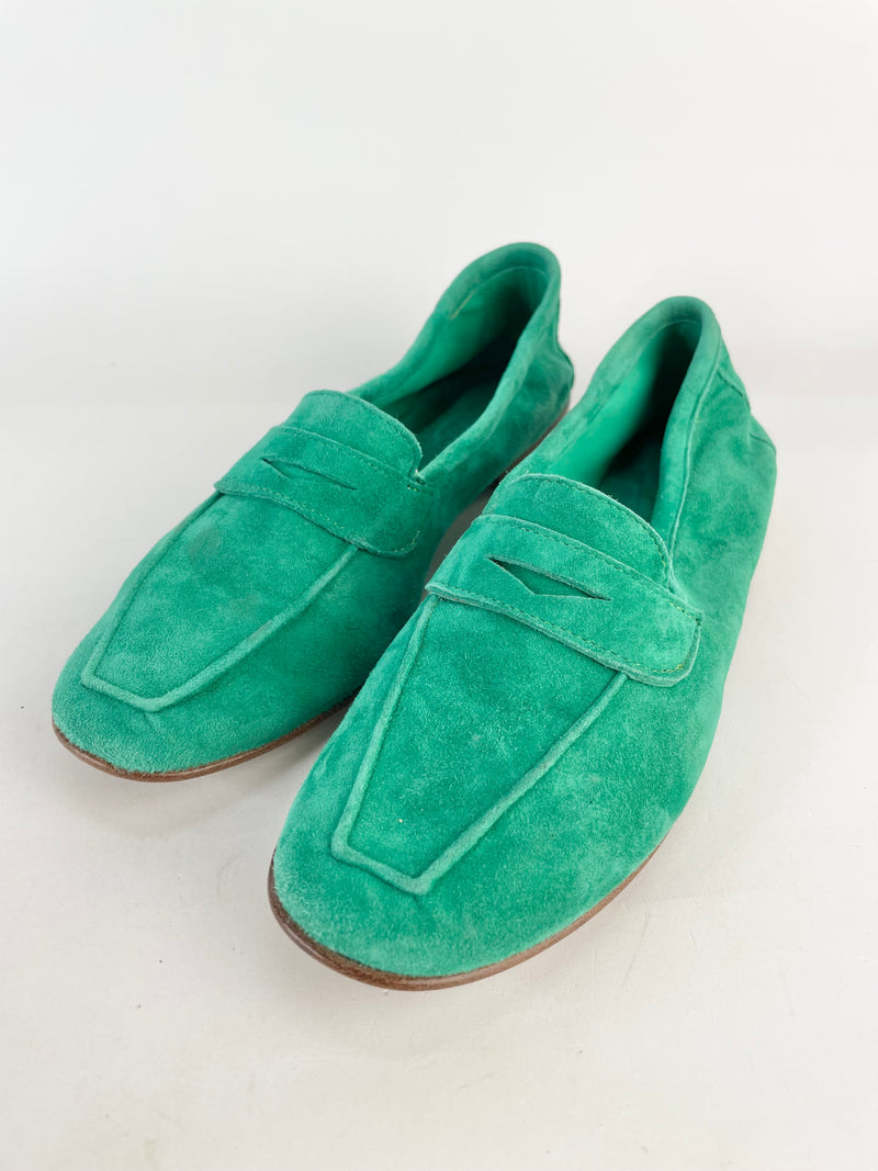 Milano Jade Green Suede Loafers - EU37