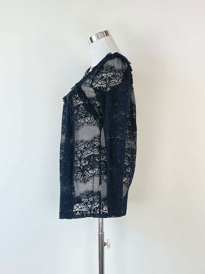Zimmermann Black Embroidered Lace Top - AU6