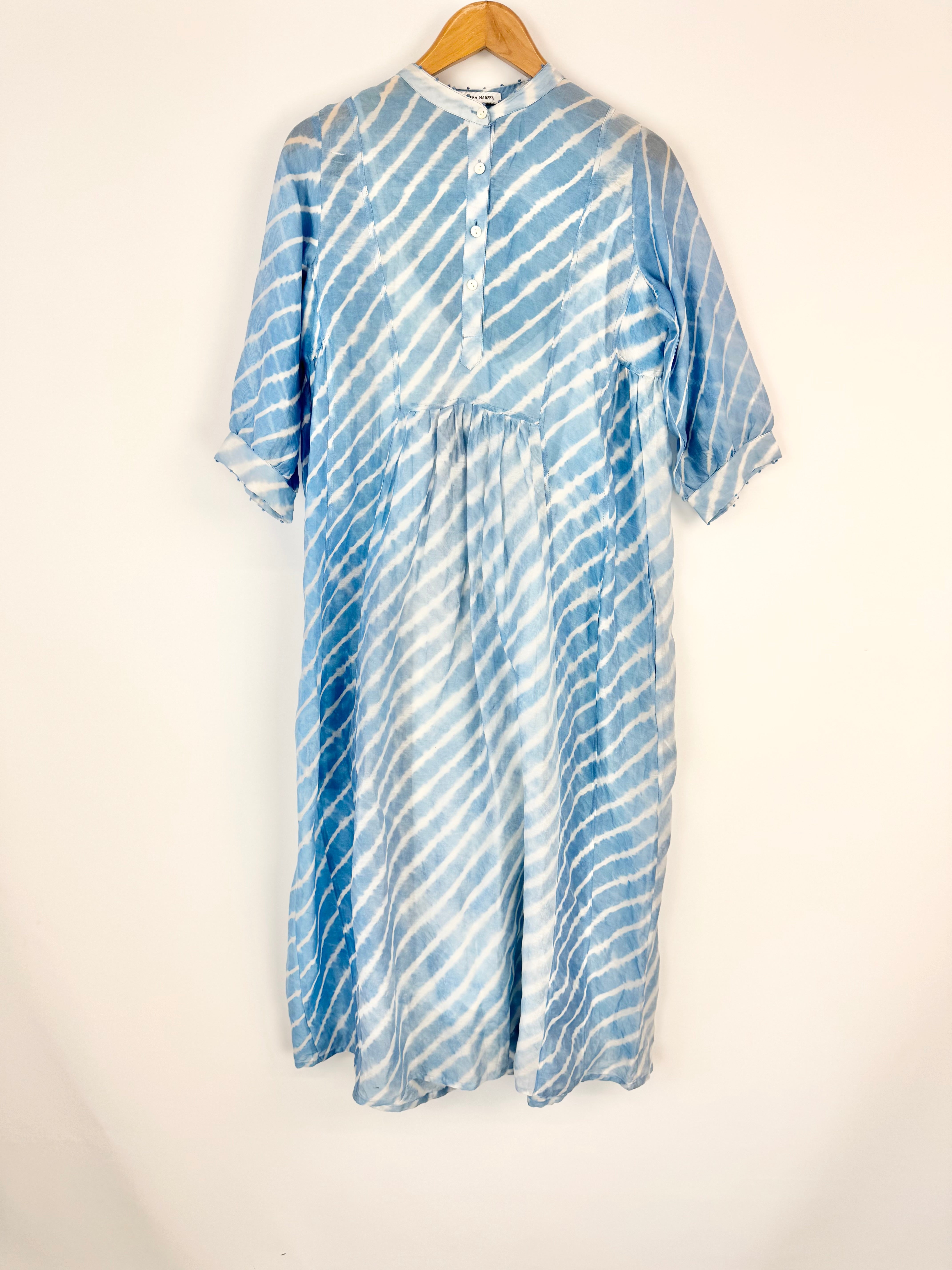 Cassandra Harper Blue & White Sheer Floaty Dress - AU6