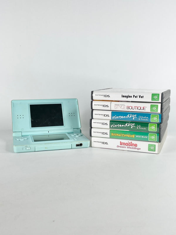 Nintendo DS Lite (Ice Blue) Console + 6 Games