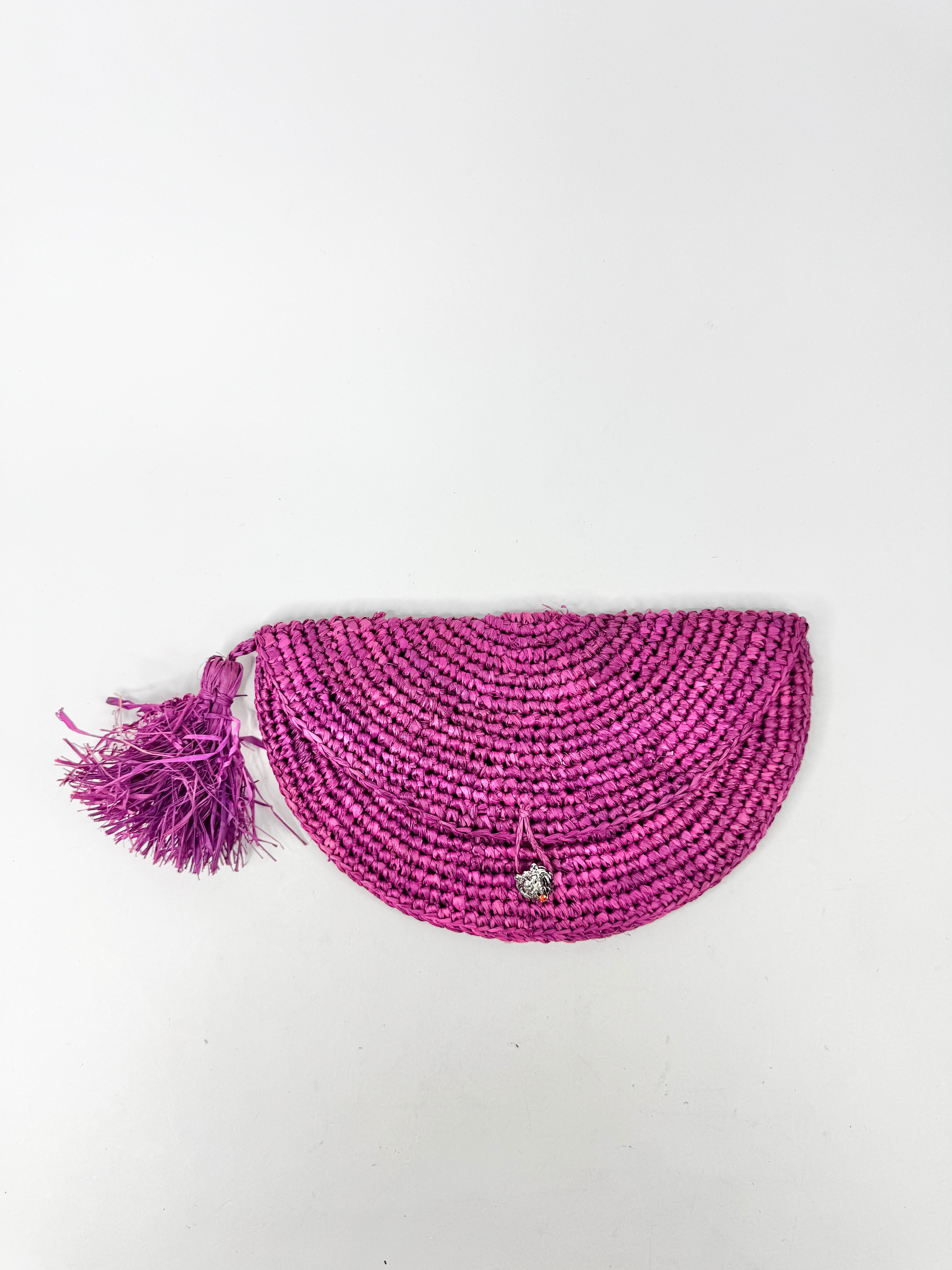 Gabriele Frantzen Fuchsia Raffia Clutch