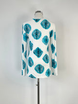 Samantha Sung White & Teal Print Top - AU6/8