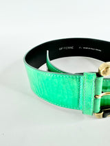 GF Ferre Jade Green Patent Leather Belt - S/M