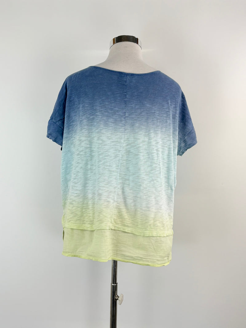 DKNY Jeans Two-Tone Blue Wash Crop Top - AU12/14