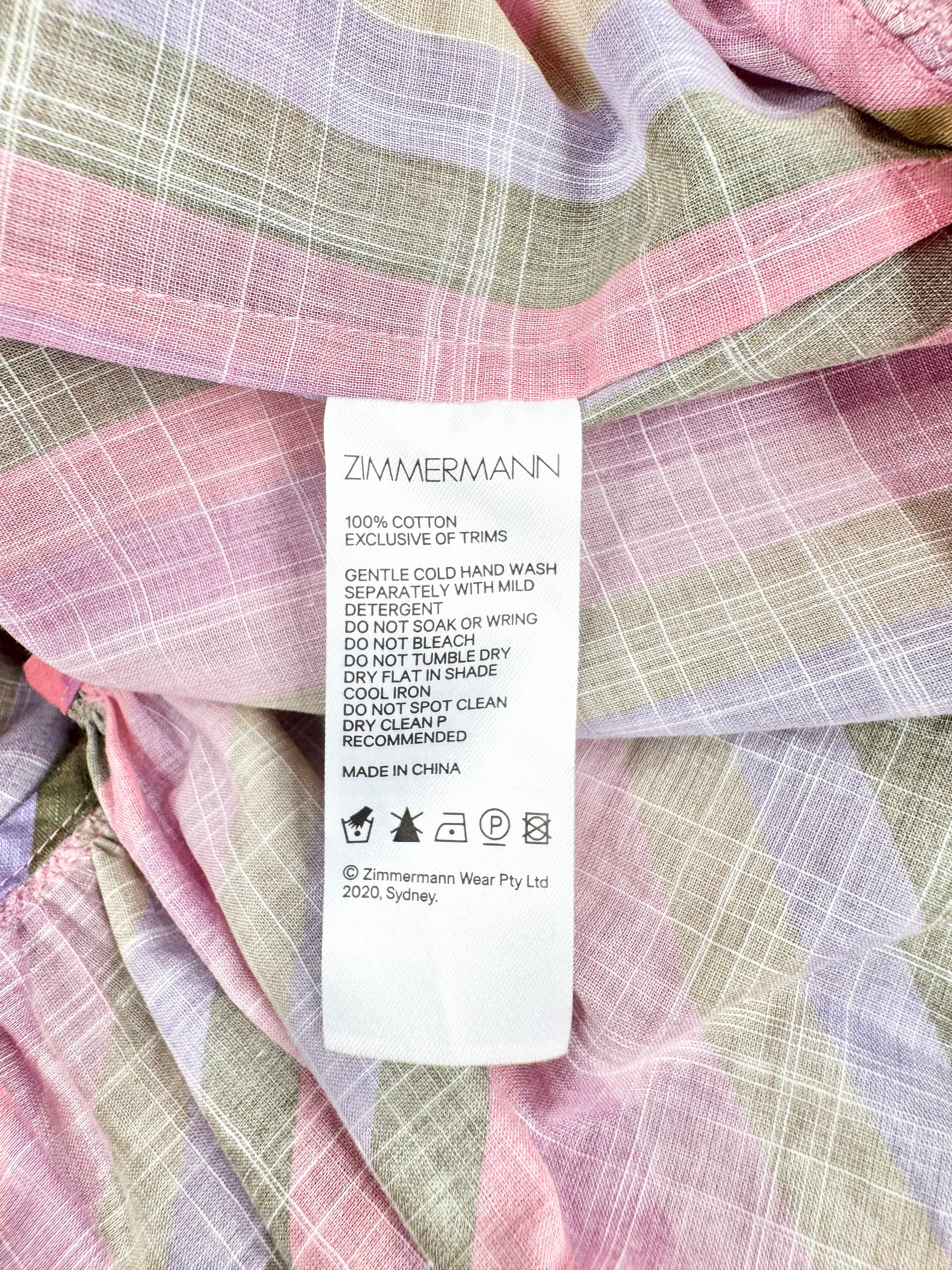 MFW Zimmermann Mauve & Posey Striped Maxi Dress - AU8/10