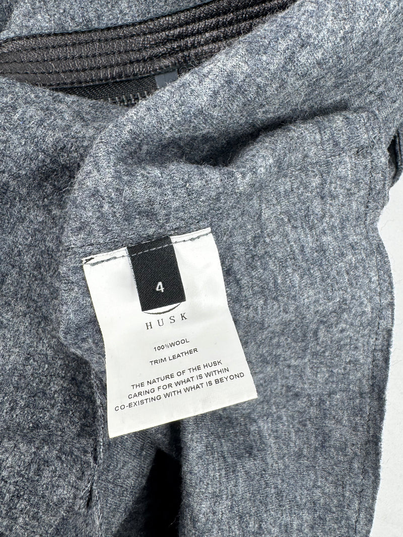 Husk Stone Grey Wool Asymmetrical Cardigan - AU12