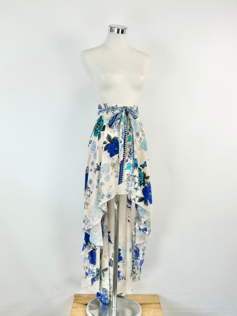 Camilla Blue Tiered Silk Skirt - AU8